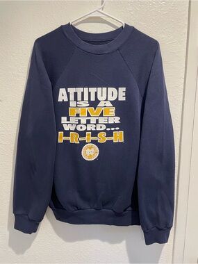 Vintage 90s Notre Dame Fighting Irish "Attitude" Crewneck Sweatshirt Large Boxy